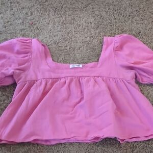 Elegant Pink Puff Sleeve Blouse